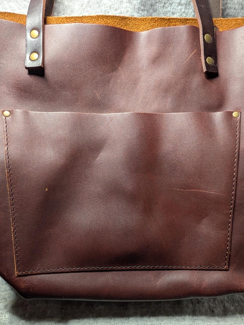 Portland Leather Tote Bag with Front Pocket